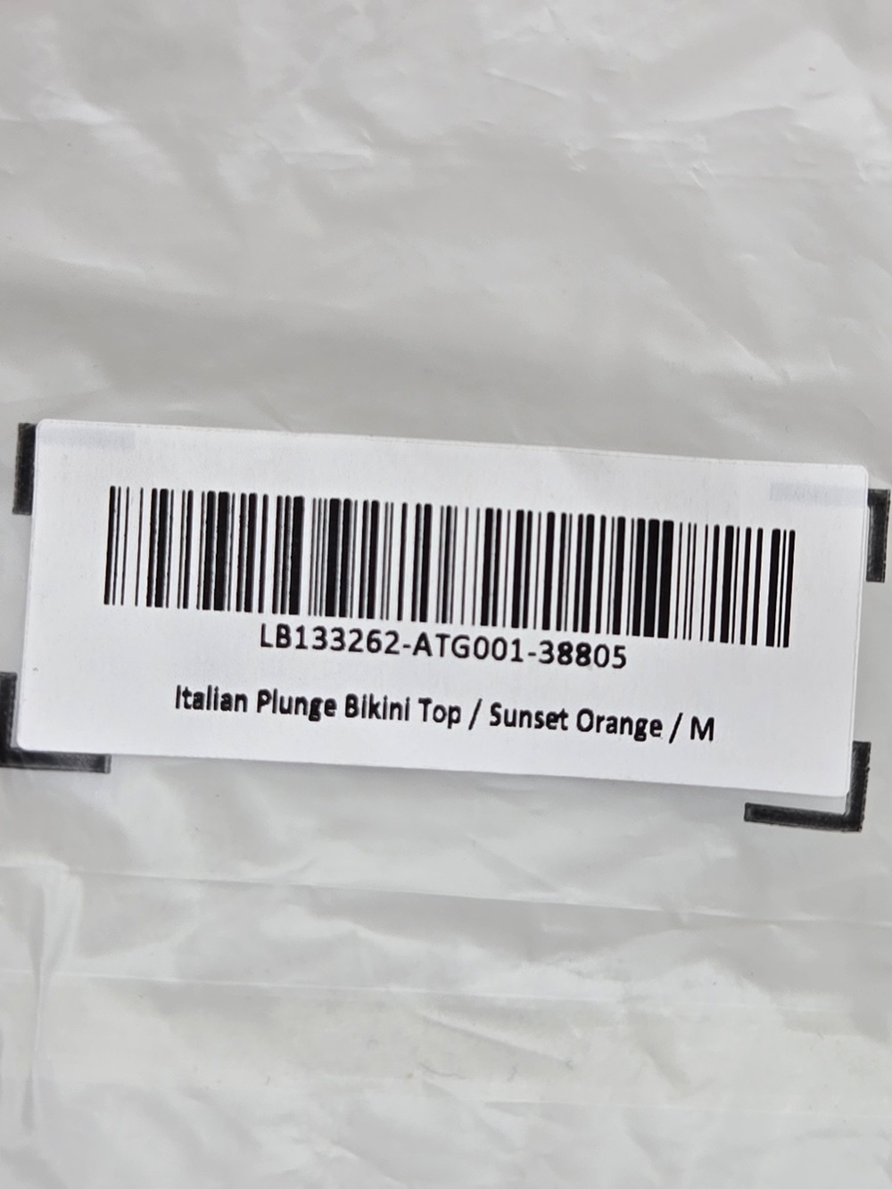 NWT QUINCE Italian Plunge Bikini Top Medium Sunset Orange 9415 - Picture 7 of 9